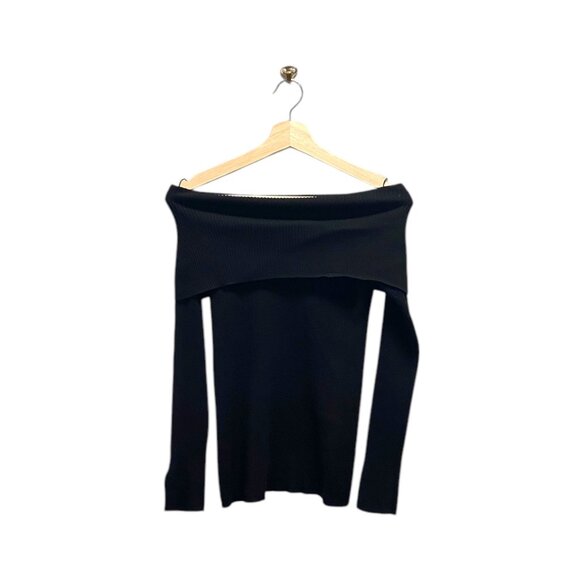 White House Black Market Off Shoulder Sweater Black Size SP - Picture 2 of 12